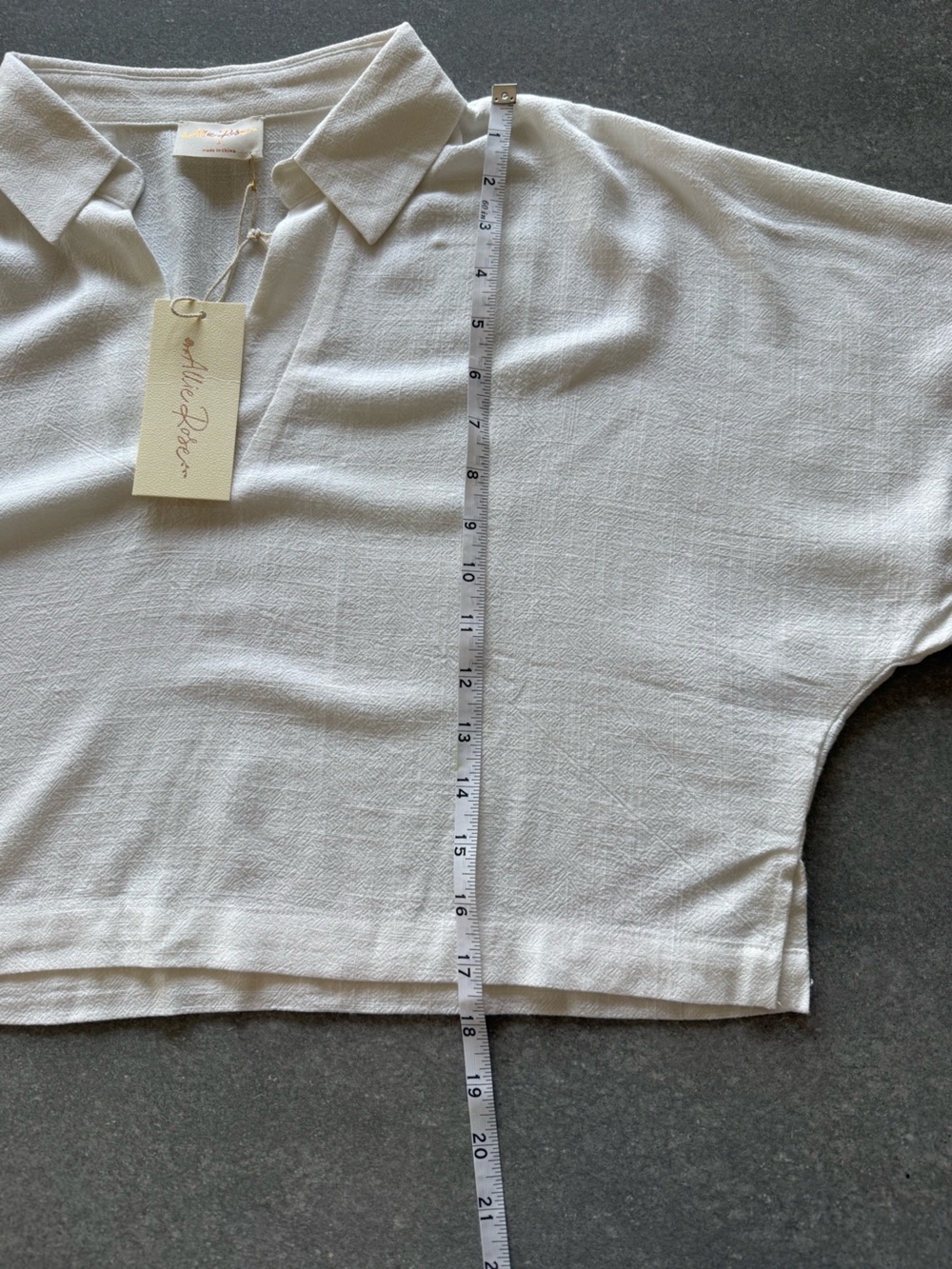 NWT Allie Rose Ivory Linen Blend Collared Crop Top Size Small - Picture 7 of 11